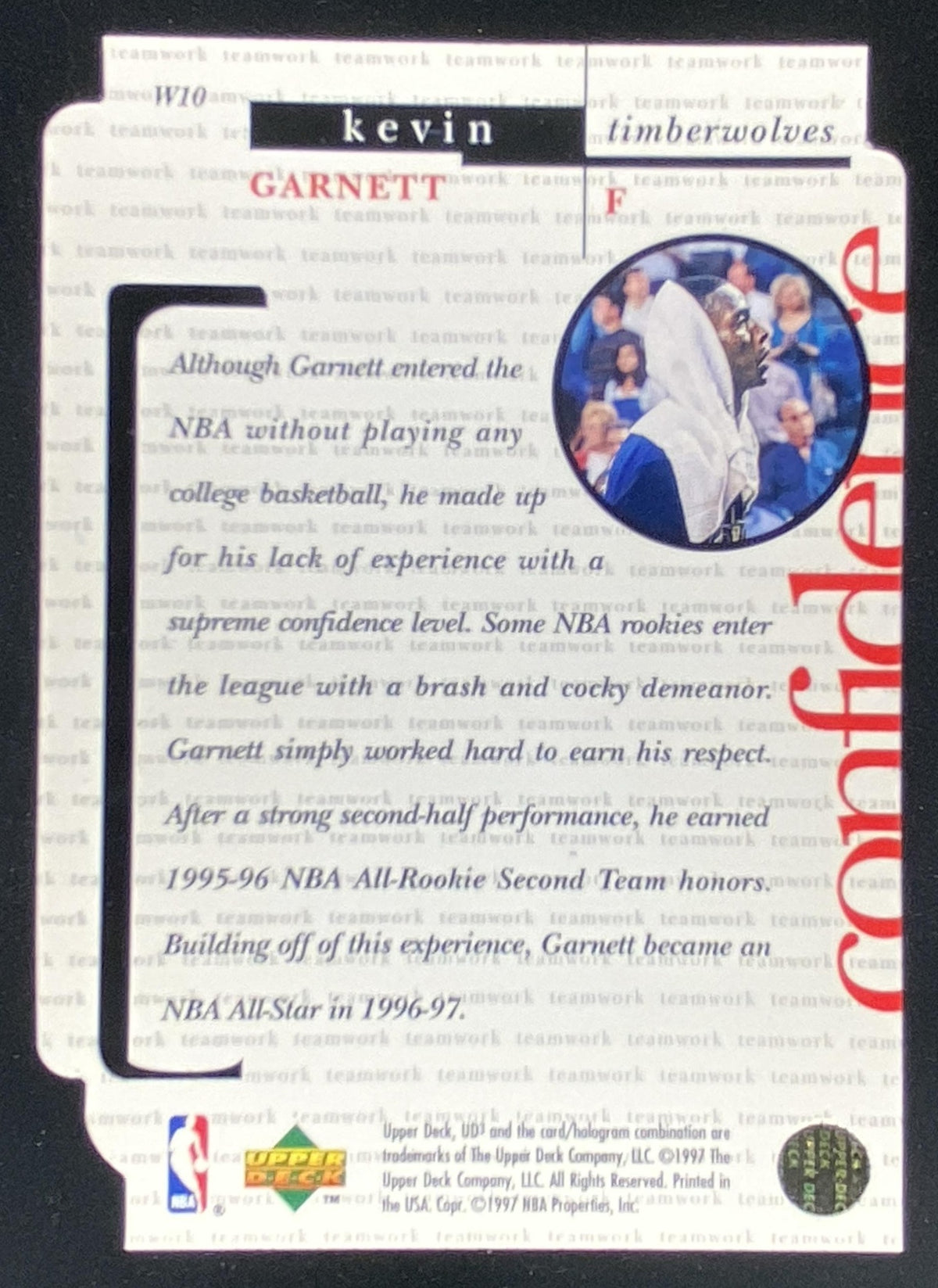 1996 Upper Deck UD3 Kevin Garnett #W10 trading card