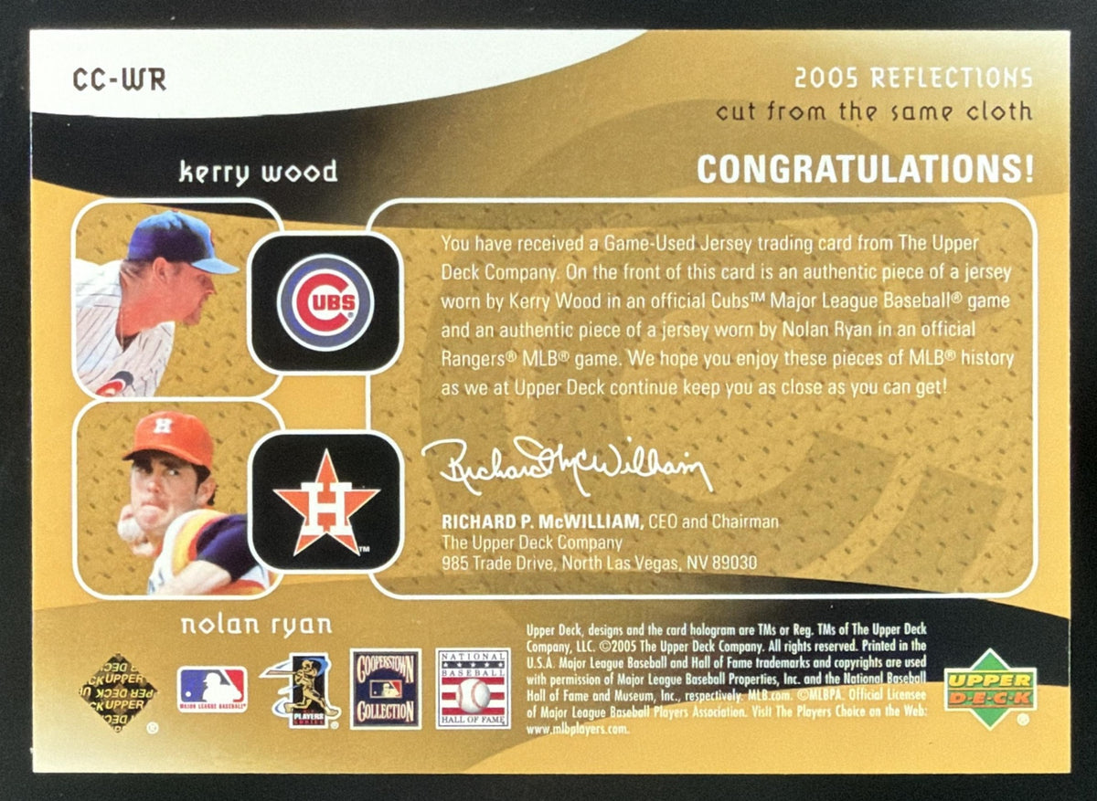 2005 Reflections Cut From the Same Cloth Kerry Wood / Nolan Ryan Dual Jersey