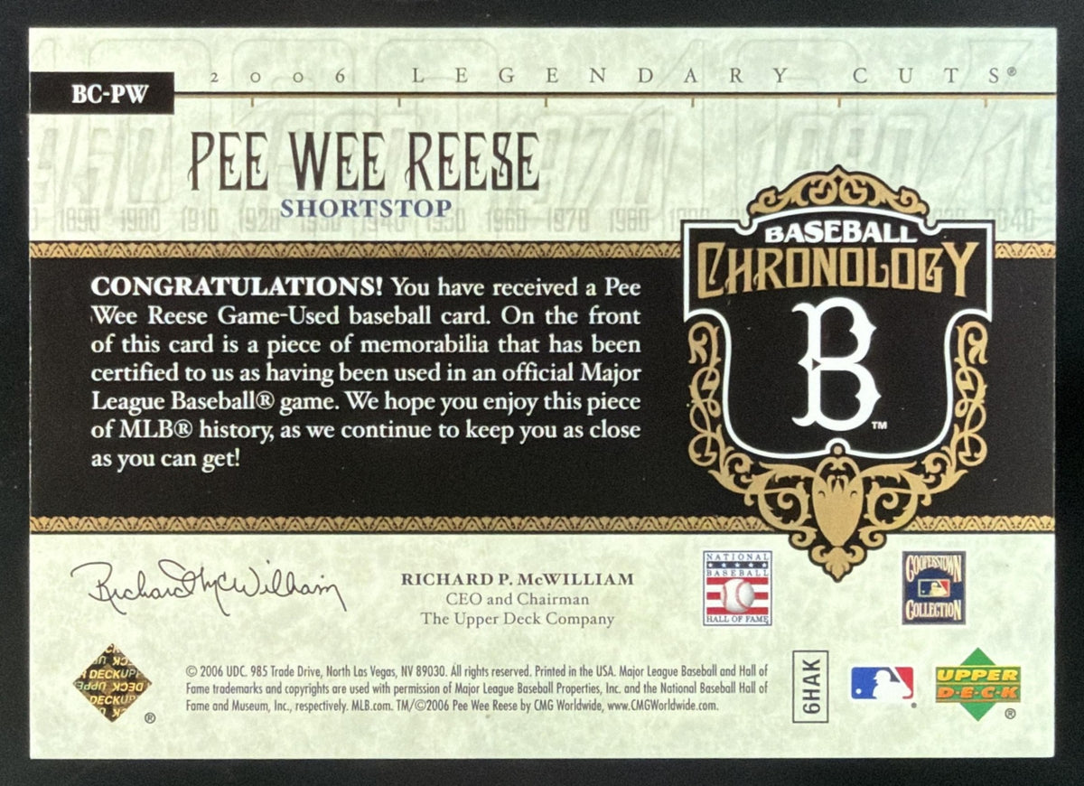 2006 SP Legendary Cuts Baseball Chronology Pee Wee Reese Bat
