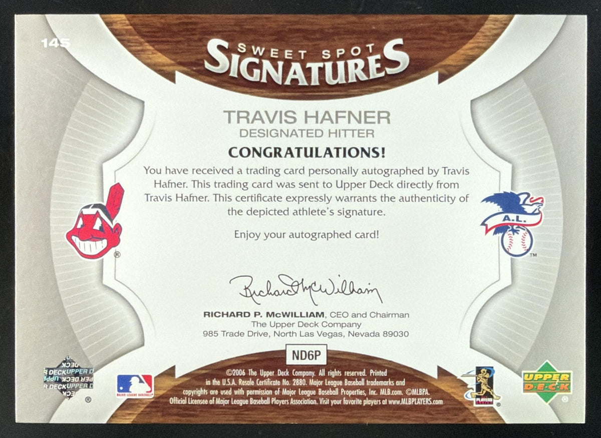 2006 Upper Deck Sweet Spot Signatures Travis Hafner Auto /50