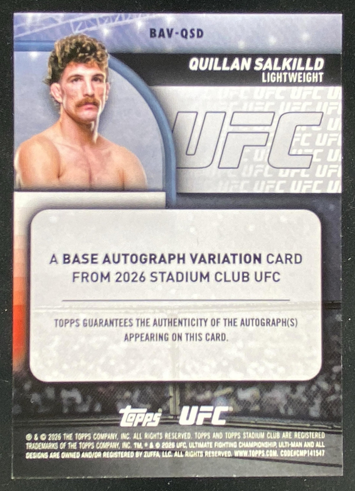 2026 Topps UFC Stadium Club Quillan Salkilld trading card