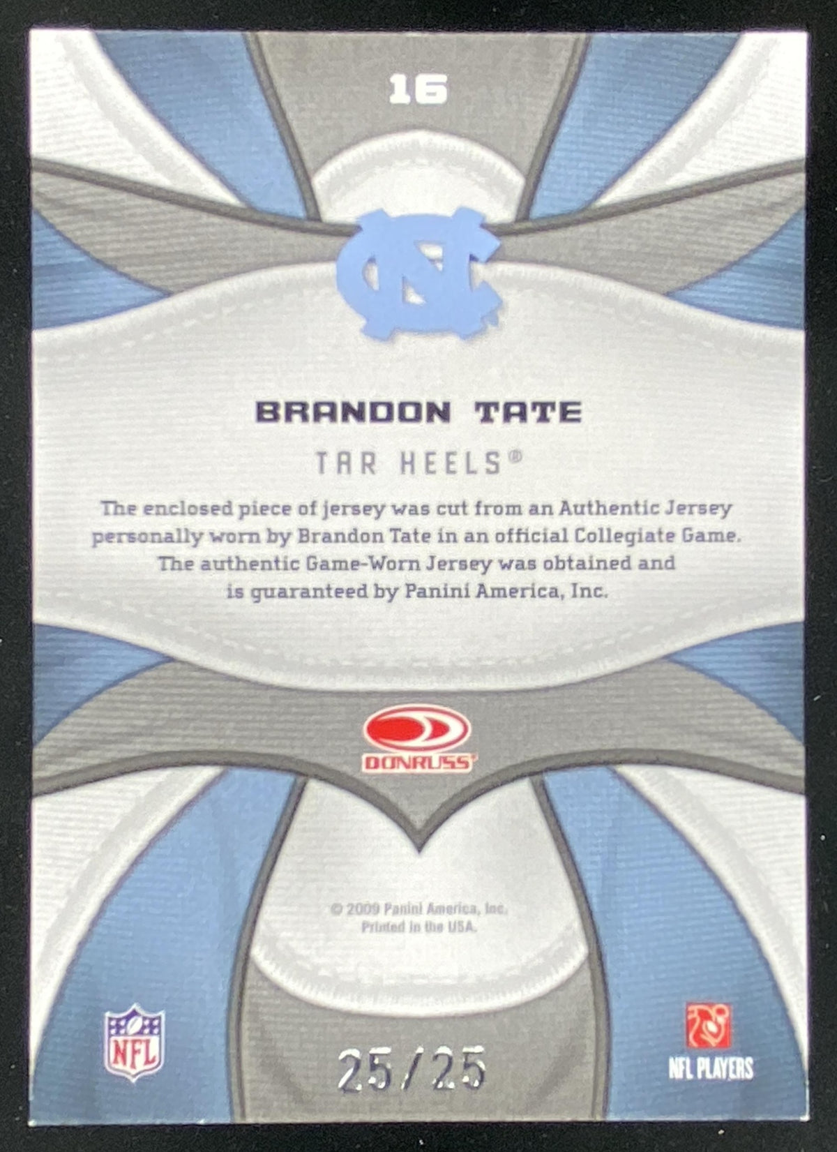 2009 Panini Donruss Certified Brandon Tate #16 trading card