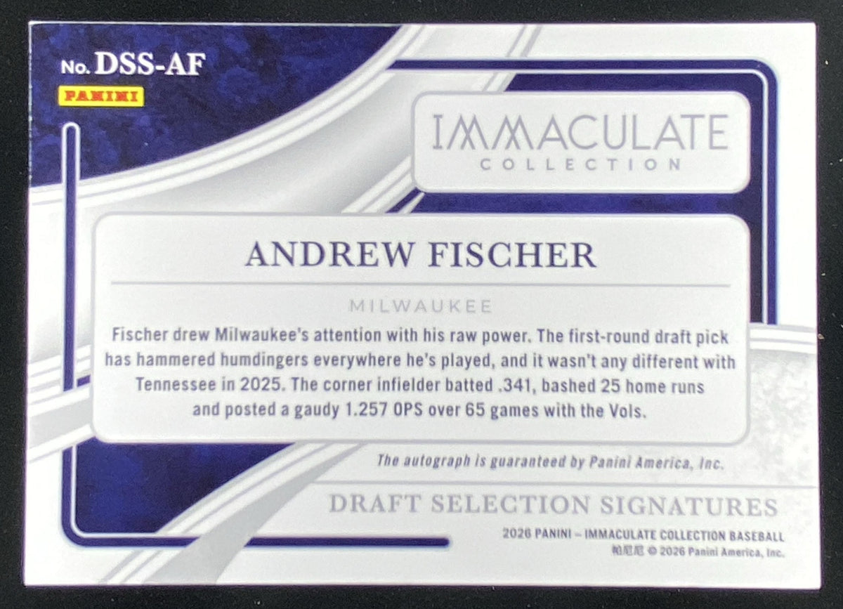 2026 Panini Immaculate Collection Andrew Fischer #DSS-AF trading card