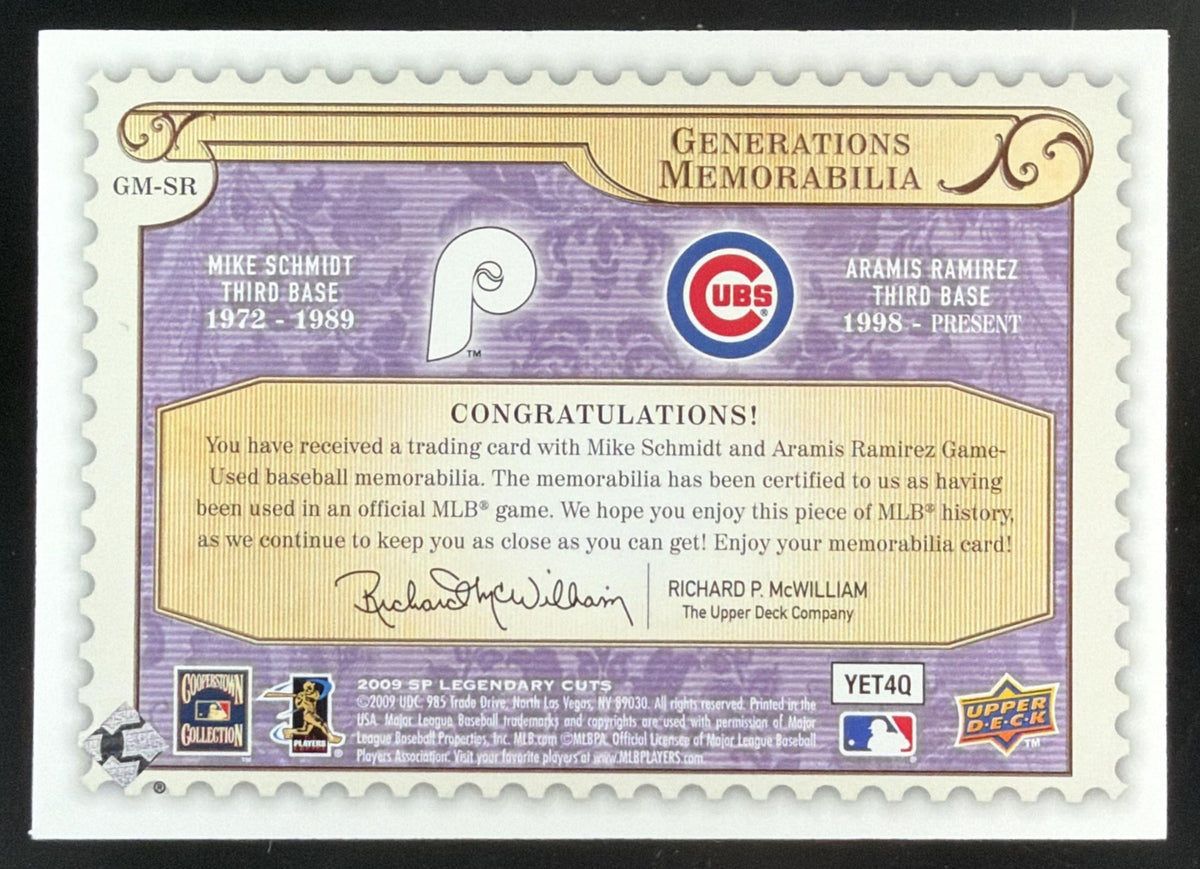 2009 SP Legendary Cuts Generations Mike Schmidt / Aramis Ramirez Dual Jersey