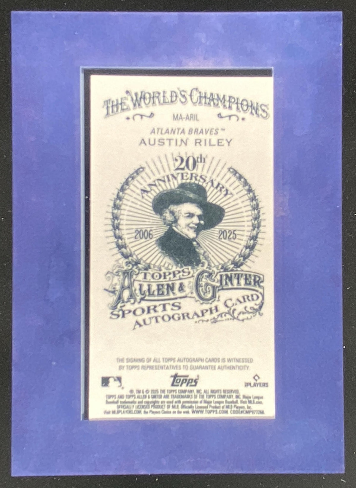 2025 Topps Allen & Ginter Austin Riley #MA-ARIL trading card