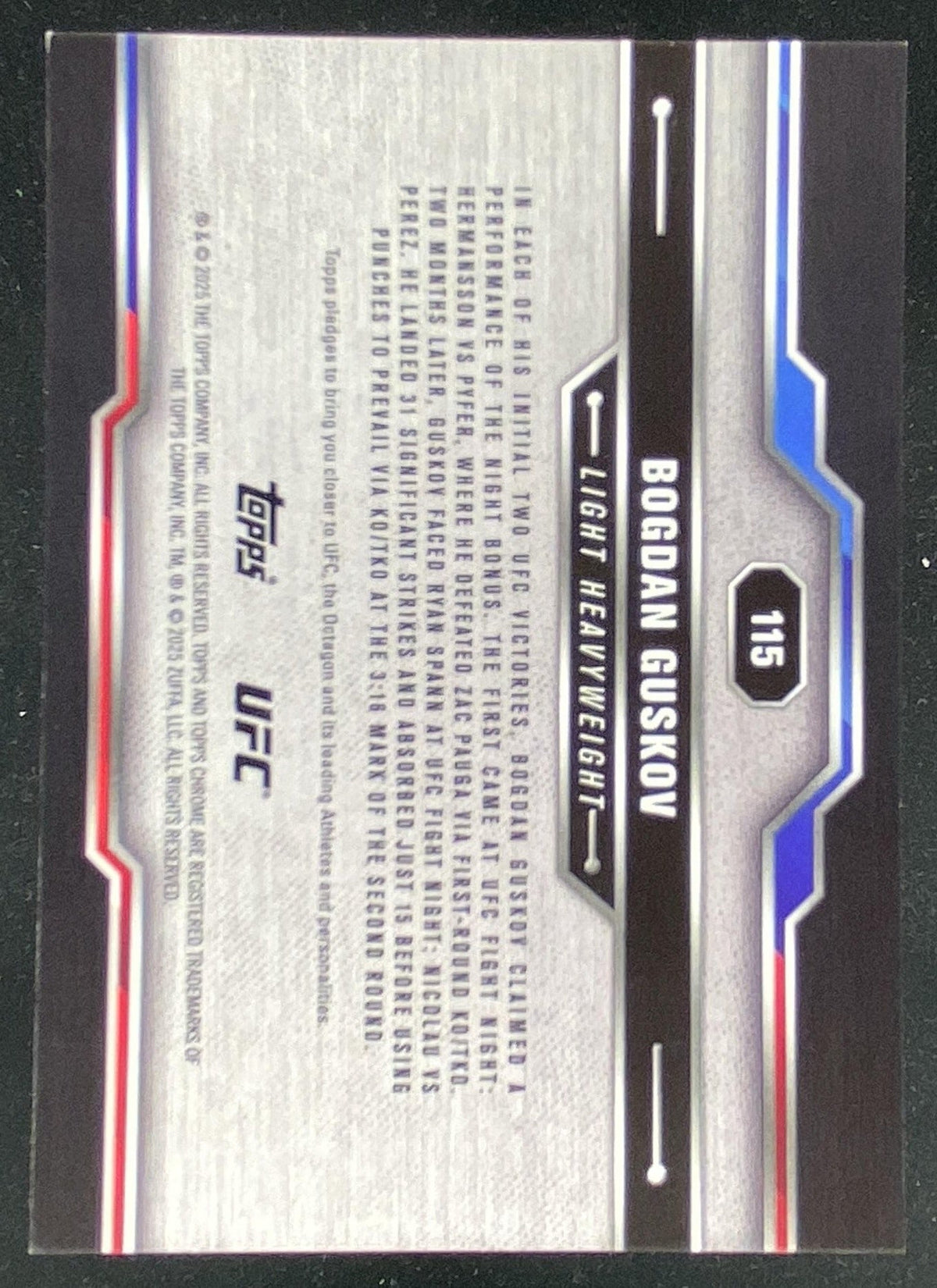 2025 Topps Chrome UFC Bogdan Guskov trading card