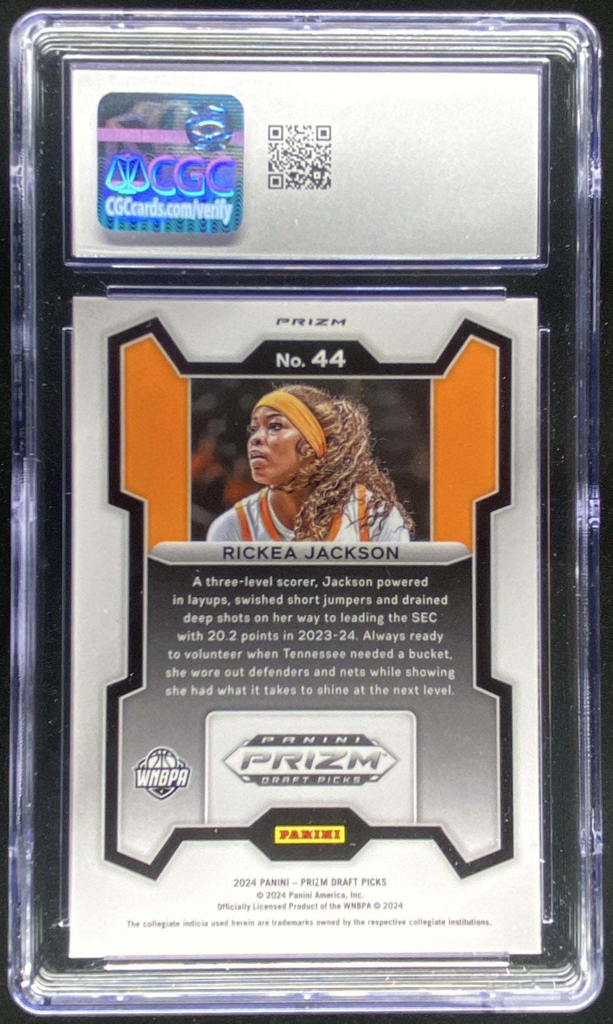 2024 Panini Prizm Draft Picks Collegiate Rickea Jackson #44 graded CGC 9 trading card