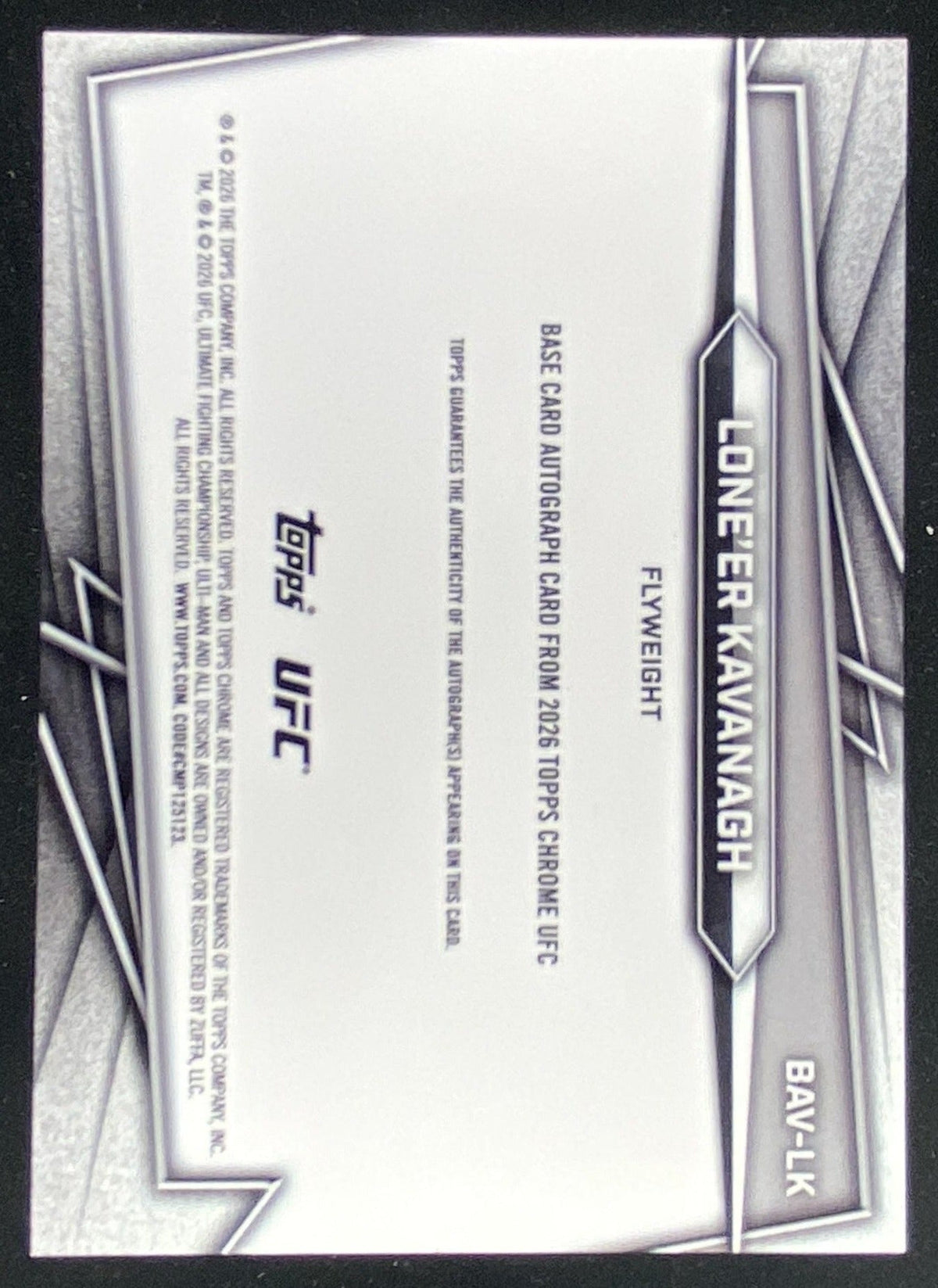 2026 Topps Chrome UFC Lone'er Kavanagh trading card