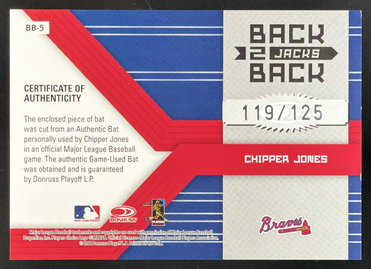 2004 Donruss Elite Back 2 Back Jacks Chipper Jones Bat /125