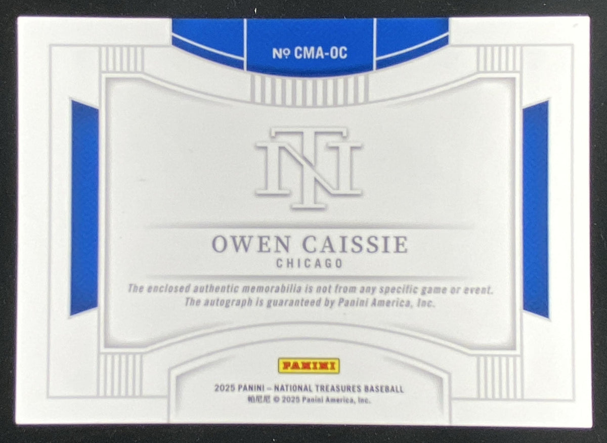 2025 Panini National Treasures Owen Caissie trading card