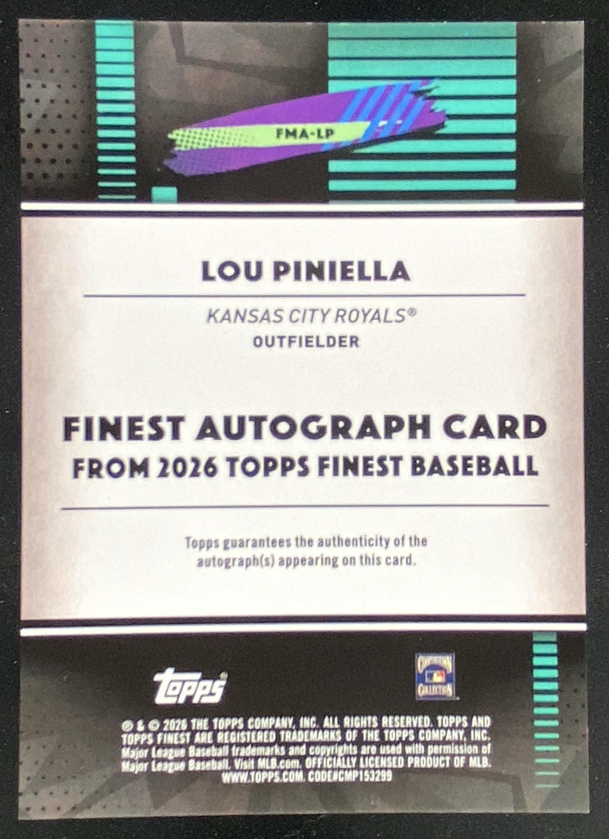 2026 Topps Finest Lou Piniella #FMA-LP trading card