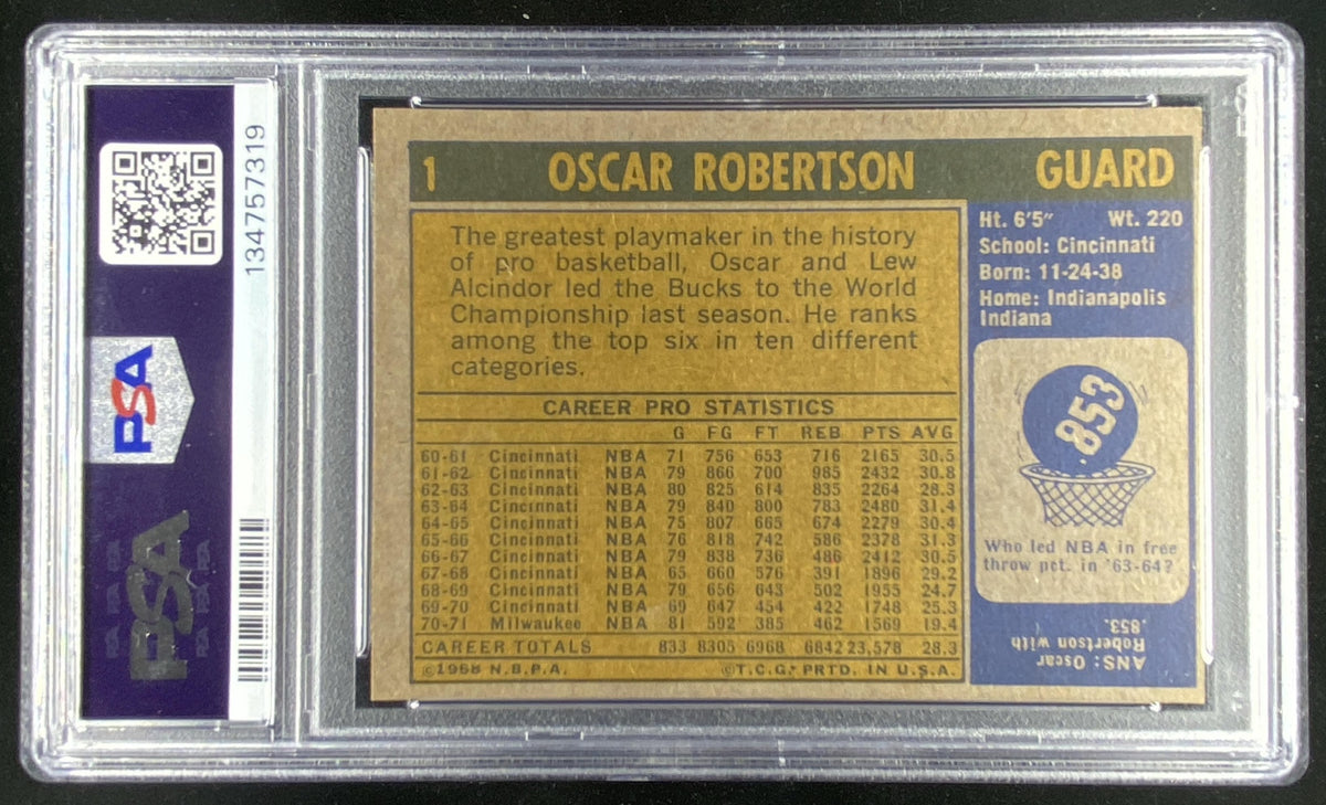 1971 Topps Oscar Robertson #1 graded PSA 6 trading card