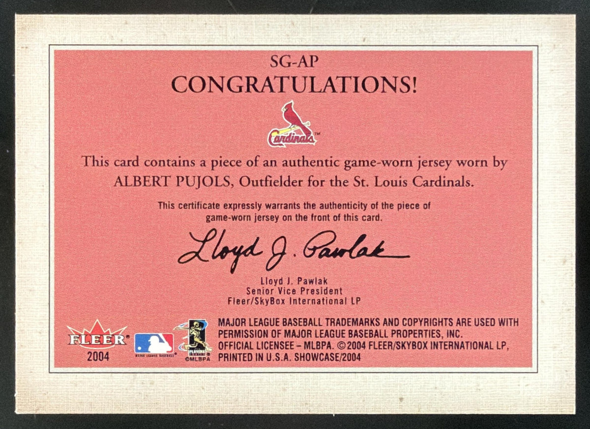 2004 Fleer Showcase Grace Albert Pujols Jersey
