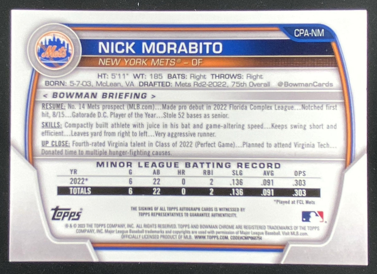 2023 Bowman Nick Morabito trading card