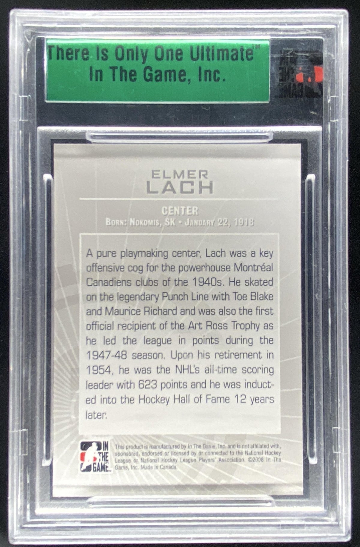 2008 In The Game Ultimate Memorabilia 8th Edition Elmer Lach trading card