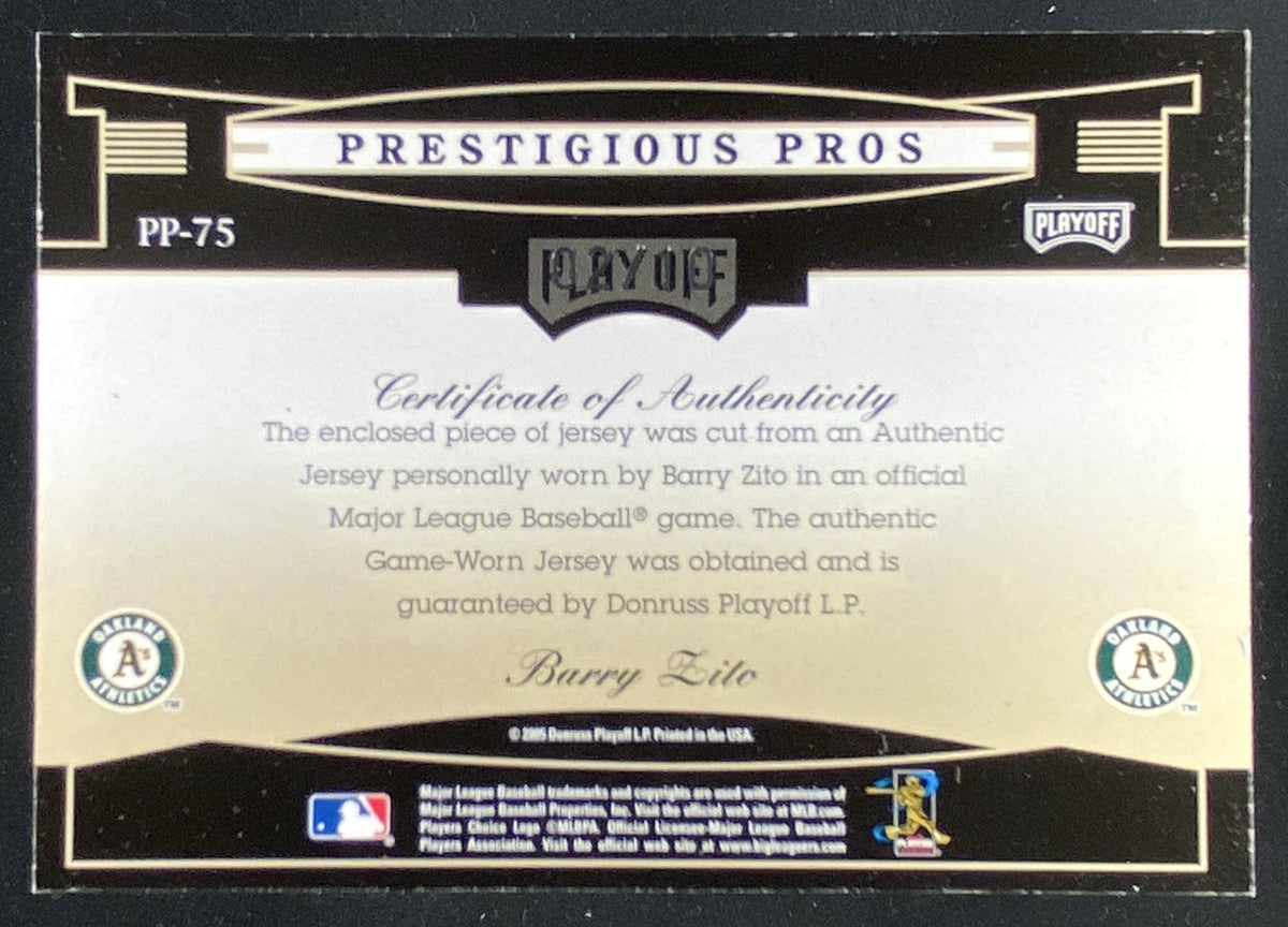 2005 Playoff Prestige Barry Zito #PP-75 trading card