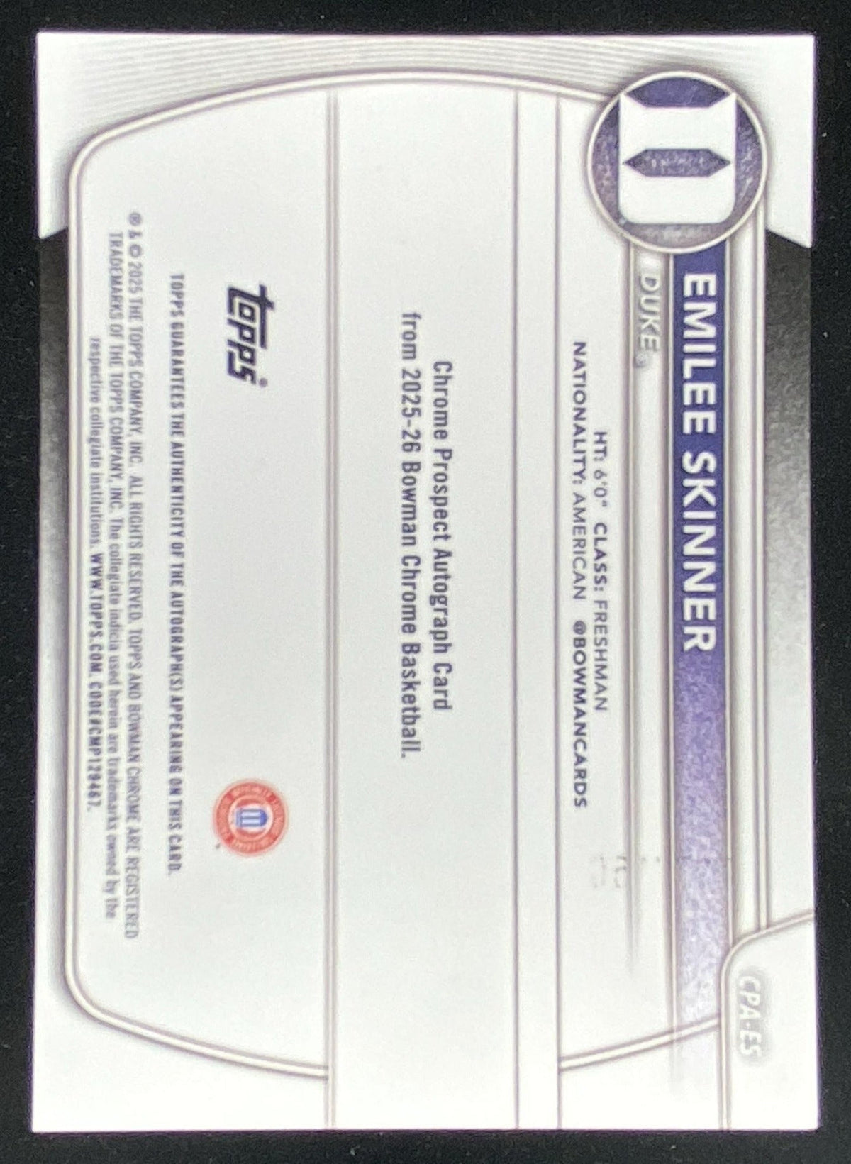 2025 Bowman Emilee Skinner #CPA-ES trading card