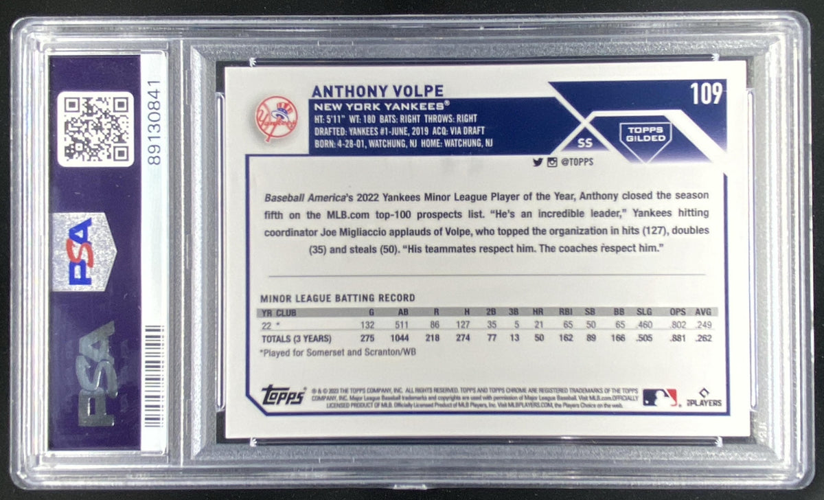 2023 Topps Gilded Collection Anthony Volpe #109 graded PSA 9 trading card