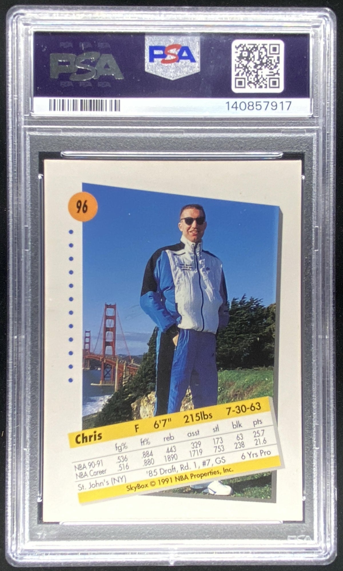 1991 Skybox Chris Mullin #96 PSA authenticated autograph trading card