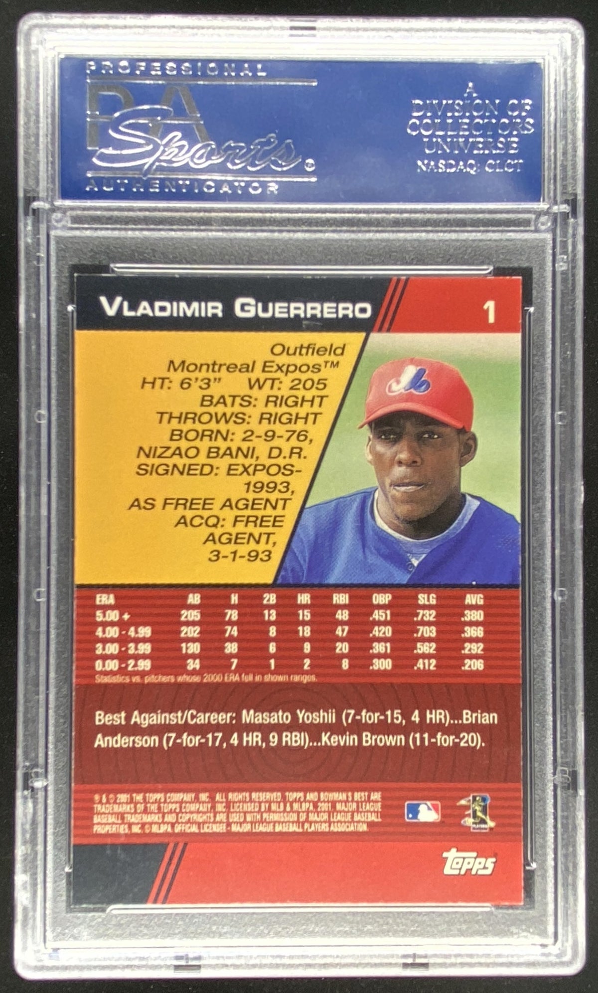 2001 Bowman's Best Vladimir Guerrero #1 graded PSA 10 trading card