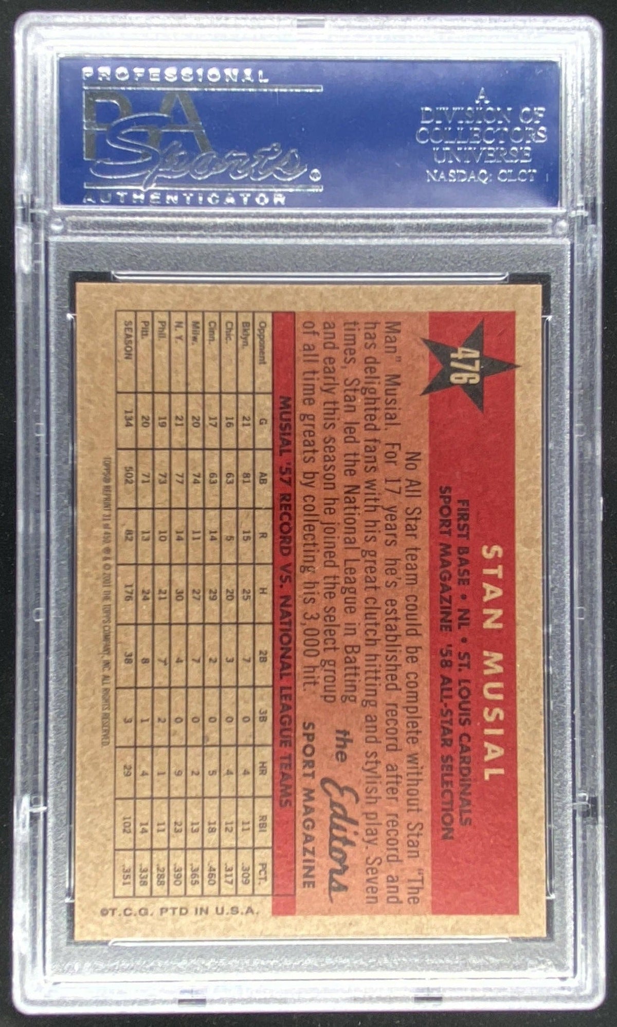 2001 Topps Archives Stan Musial #31 graded PSA 10 trading card