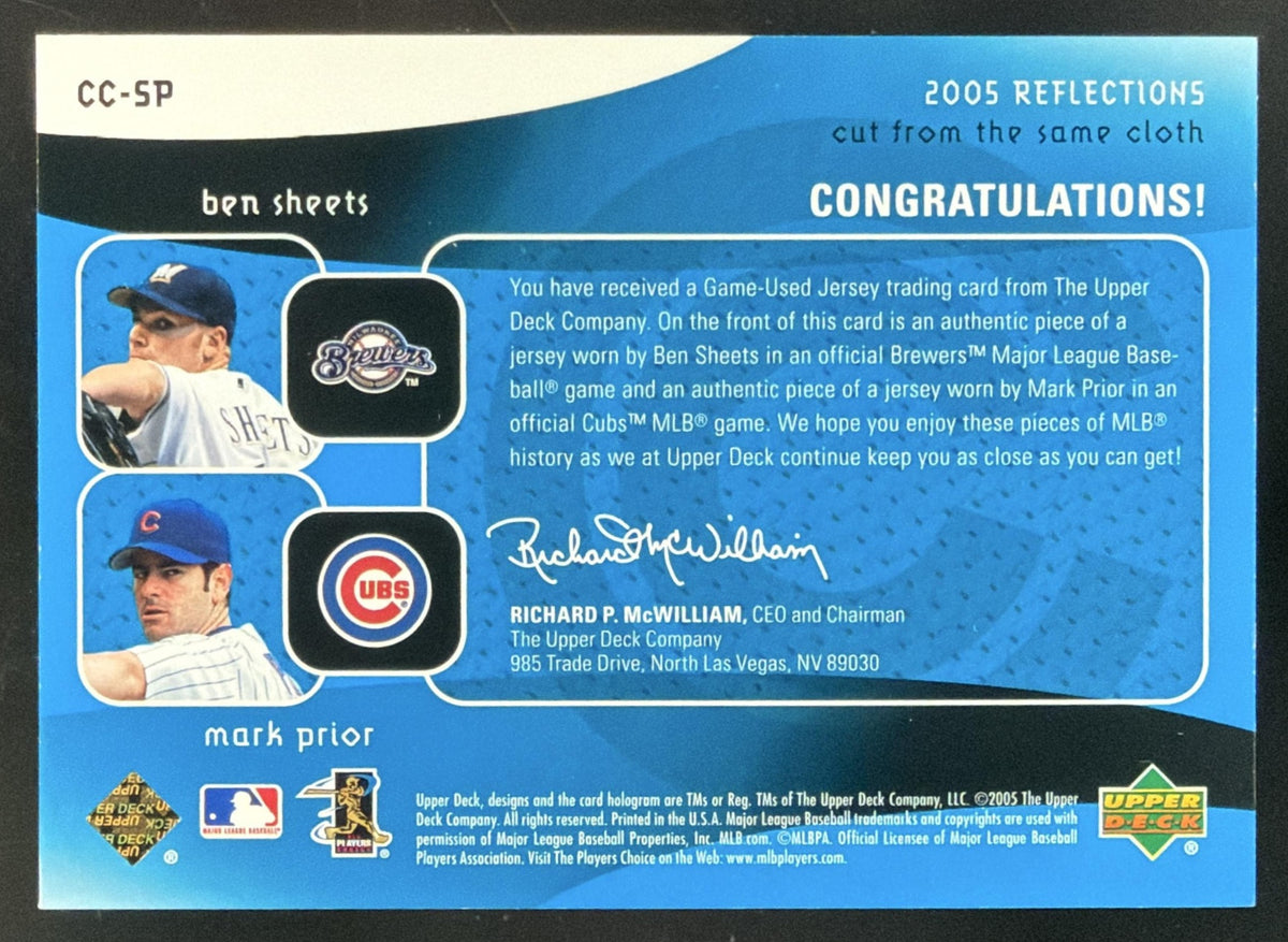 2005 Reflections Cut From the Same Cloth Ben Sheets / Mark Prior Dual Jersey /50