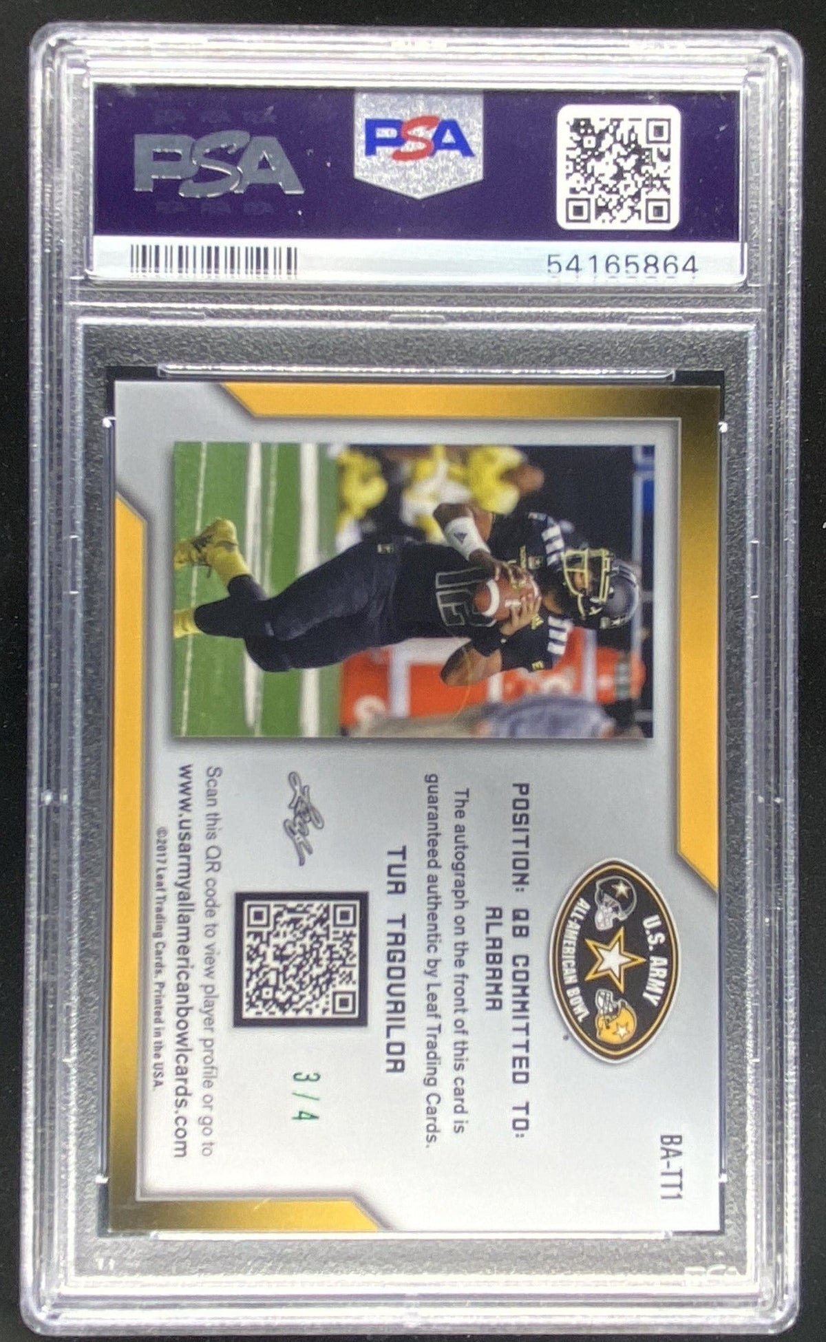 2017 Leaf Metal U.S. Army All-American Bowl Tua Tagovailoa graded PSA 9 trading card