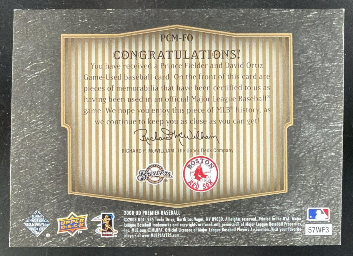 2008 Upper Deck Premier Gold David Ortiz / Prince Fielder Dual Jersey /25
