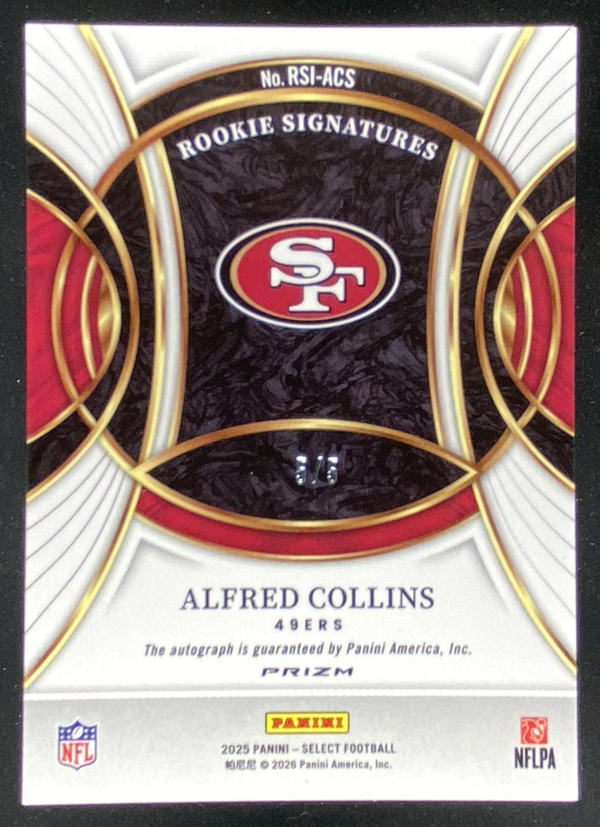 2025 Panini Select Alfred Collins #RSI-ACS trading card