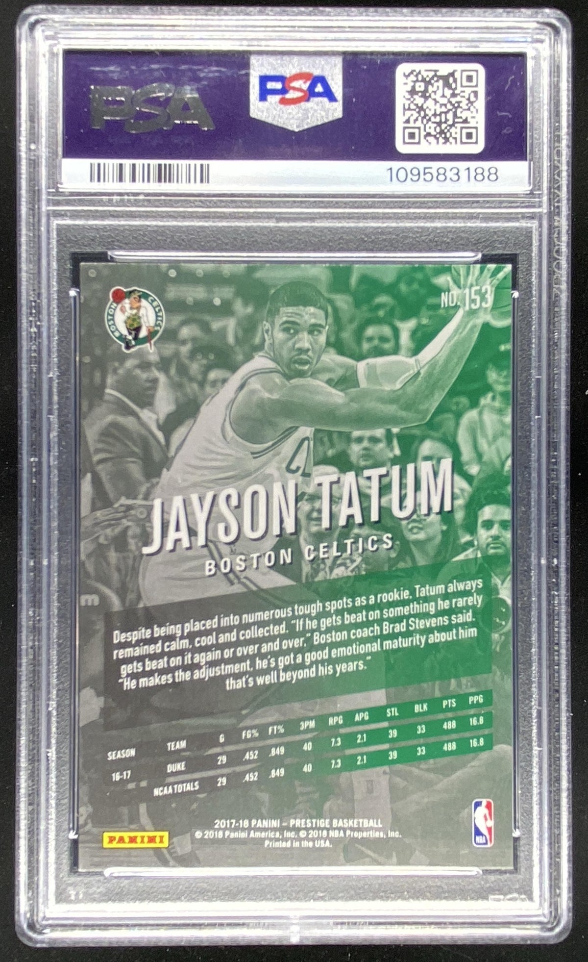 2017 Panini Prestige Jayson Tatum #153 trading card