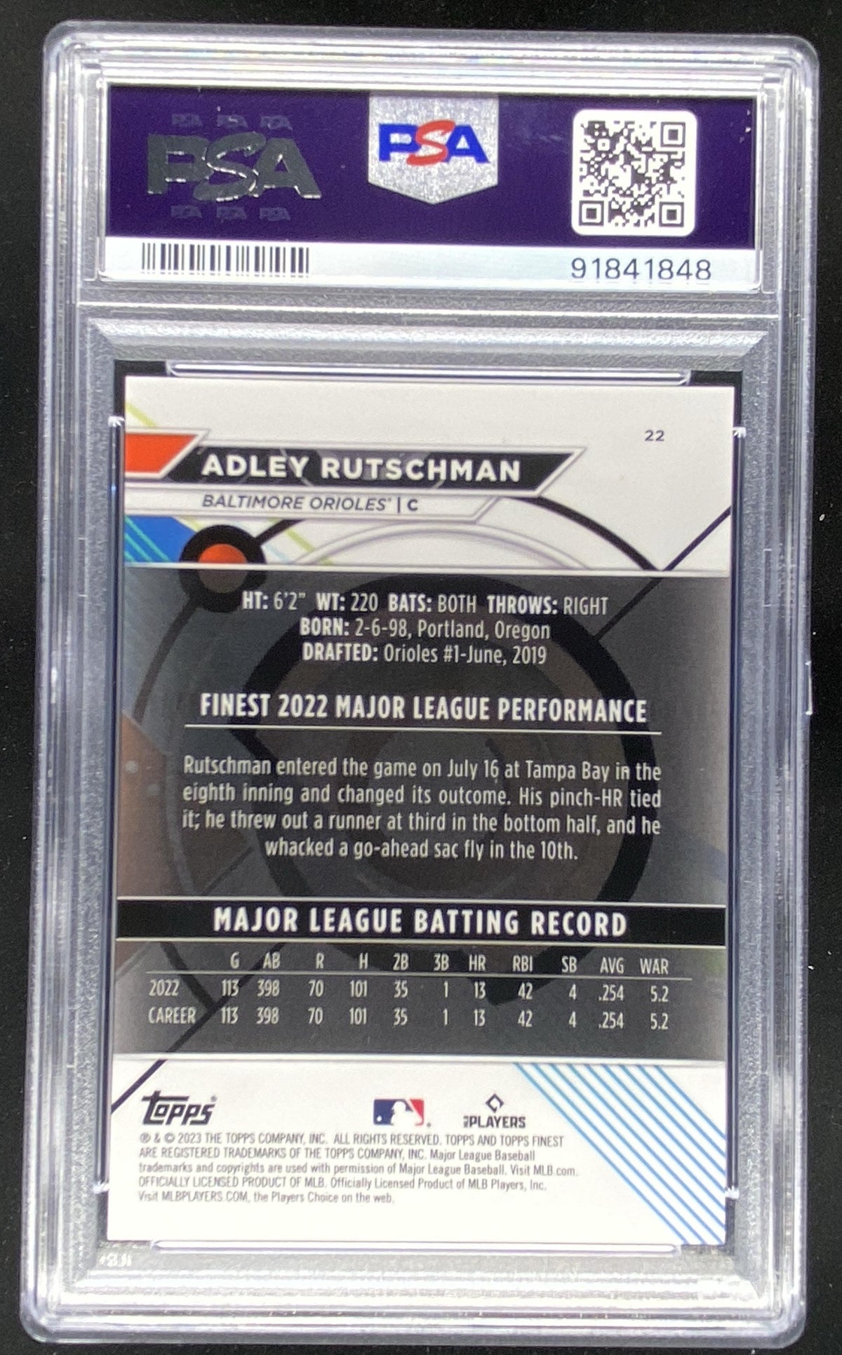 2023 Topps Finest Adley Rutschman #22 trading card