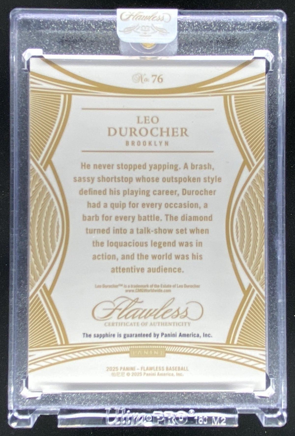 2025 Panini Flawless Leo Durocher #76 trading card