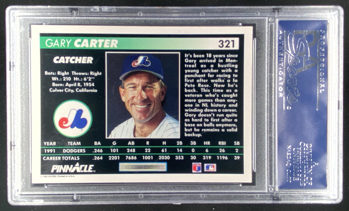 1992 Pinnacle Gary Carter #321 graded PSA 10 trading card