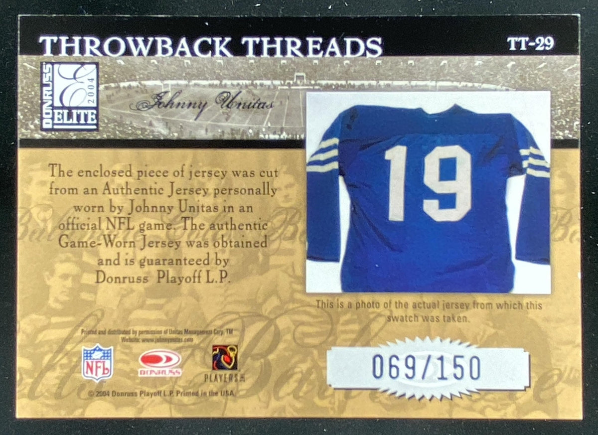 2004 Donruss Elite Johnny Unitas #TT-29 trading card