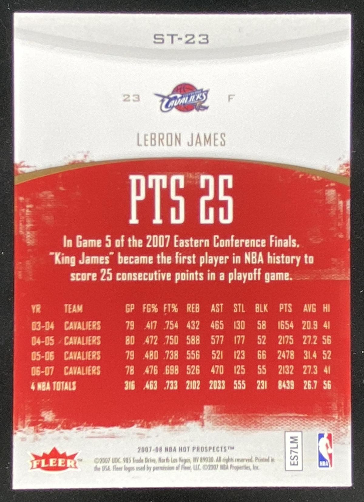 2007 Fleer Hot Prospects LeBron James #ST-23 trading card