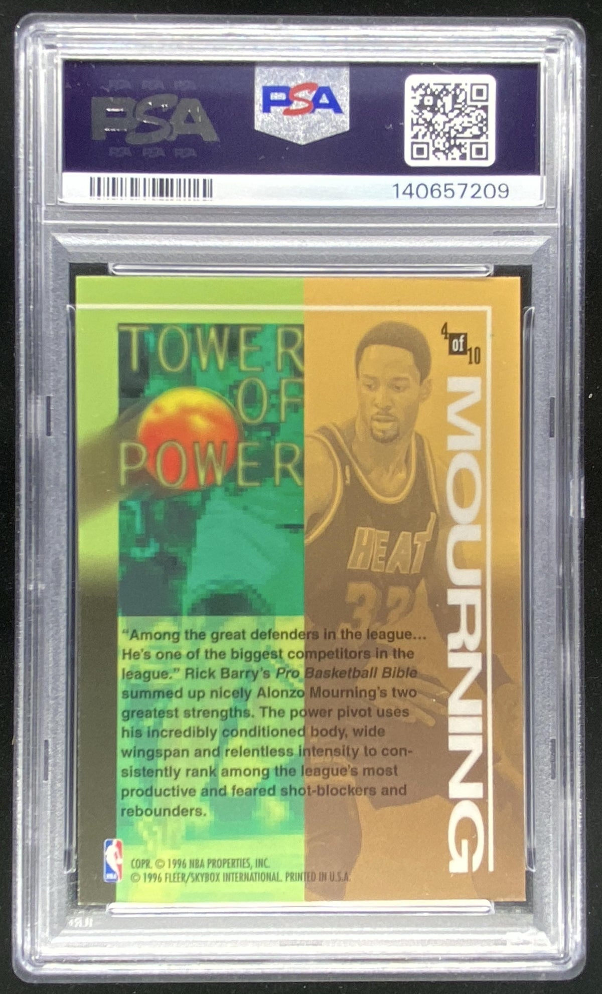 1995 Fleer Alonzo Mourning #4 graded PSA 7 trading card