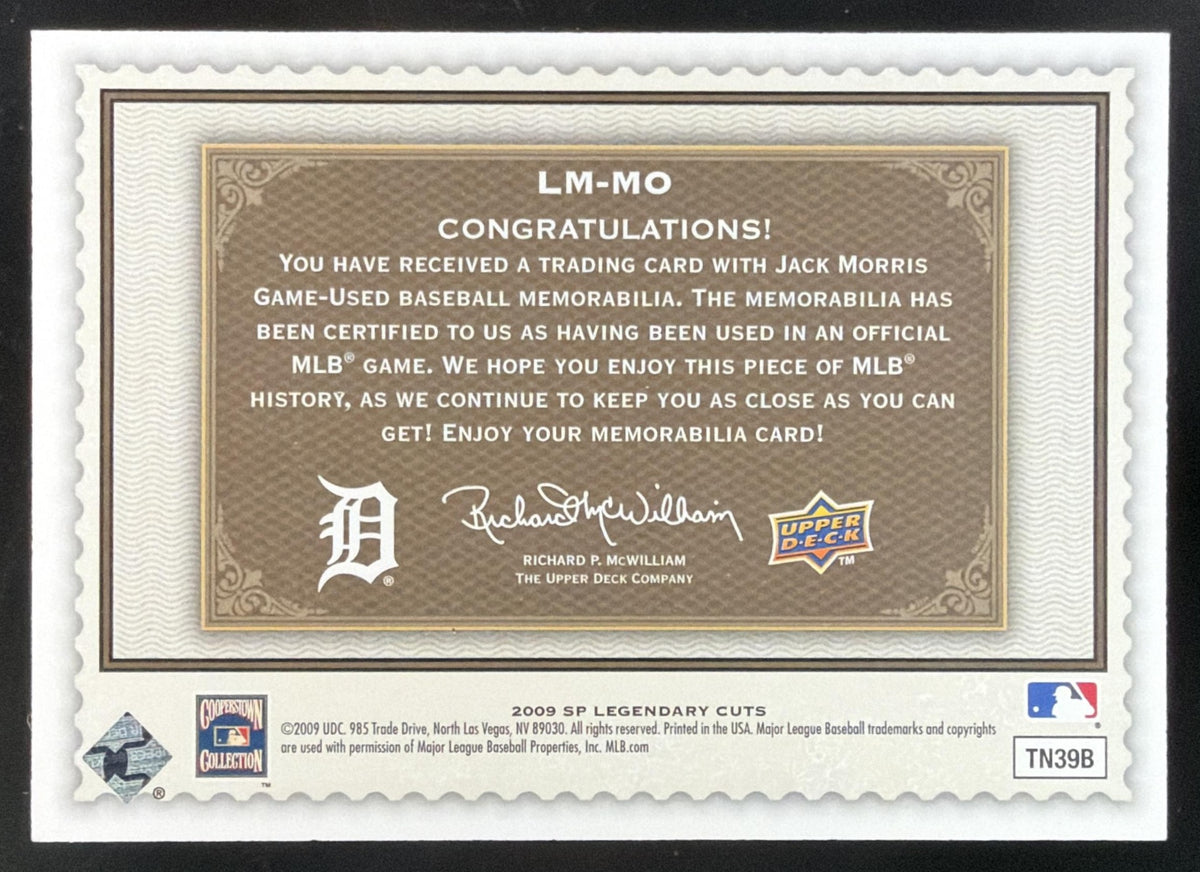 2009 SP Legendary Cuts Jack Morris Jersey /50