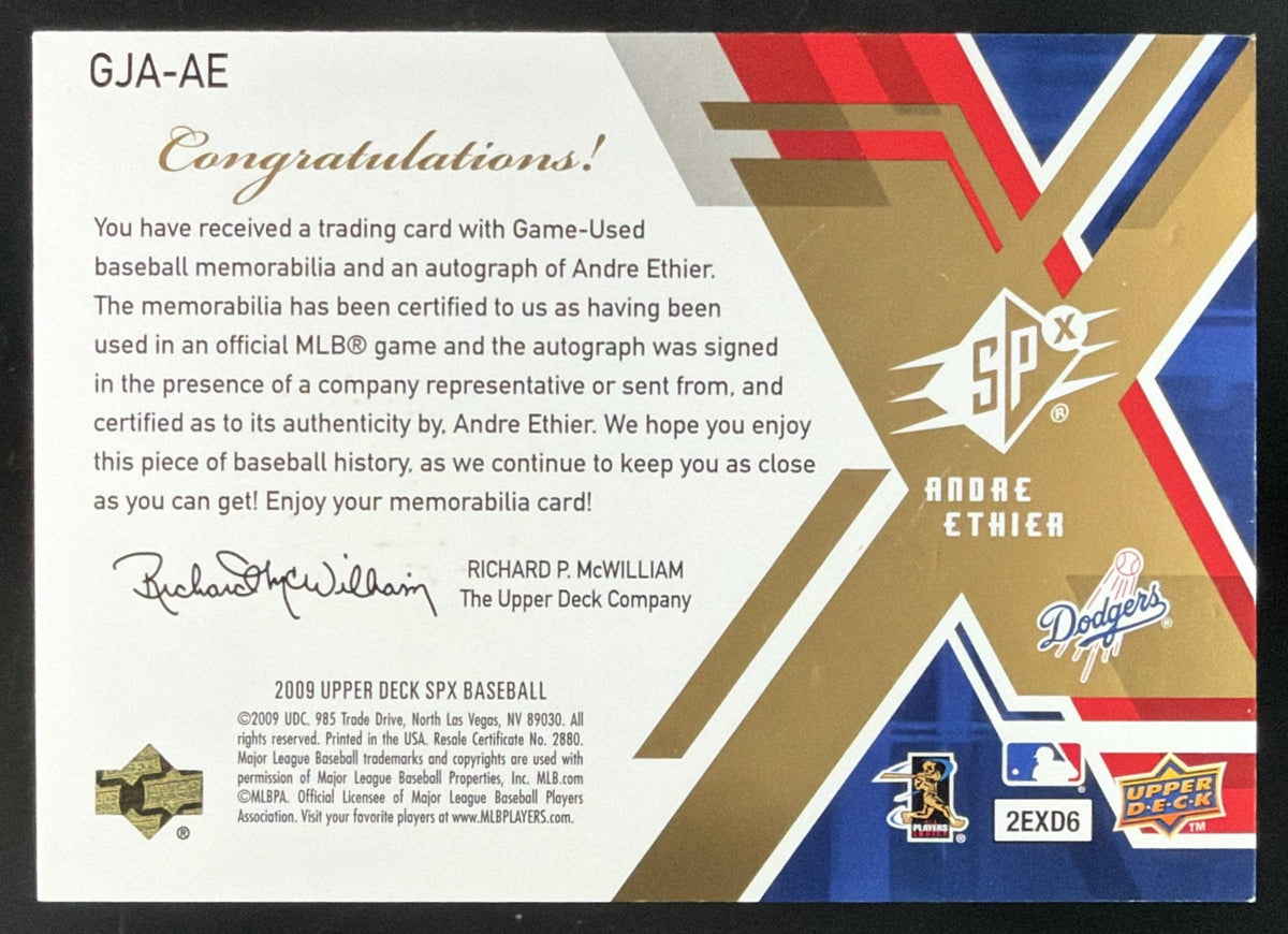 2009 SPx Game Patch Autograph Andre Ethier Patch Auto /23