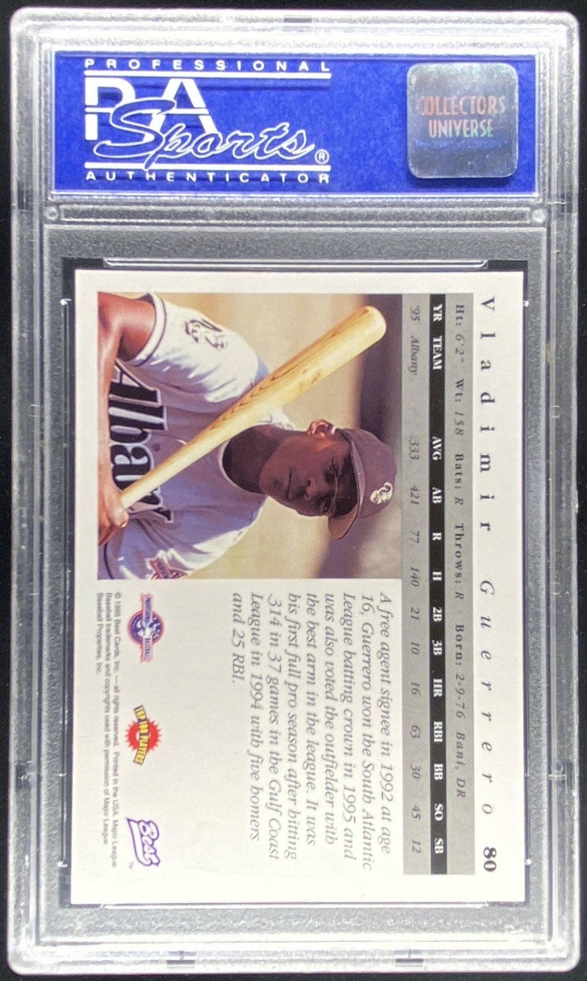 1995 Best Top 100 Vladimir Guerrero #80 graded PSA 10 trading card