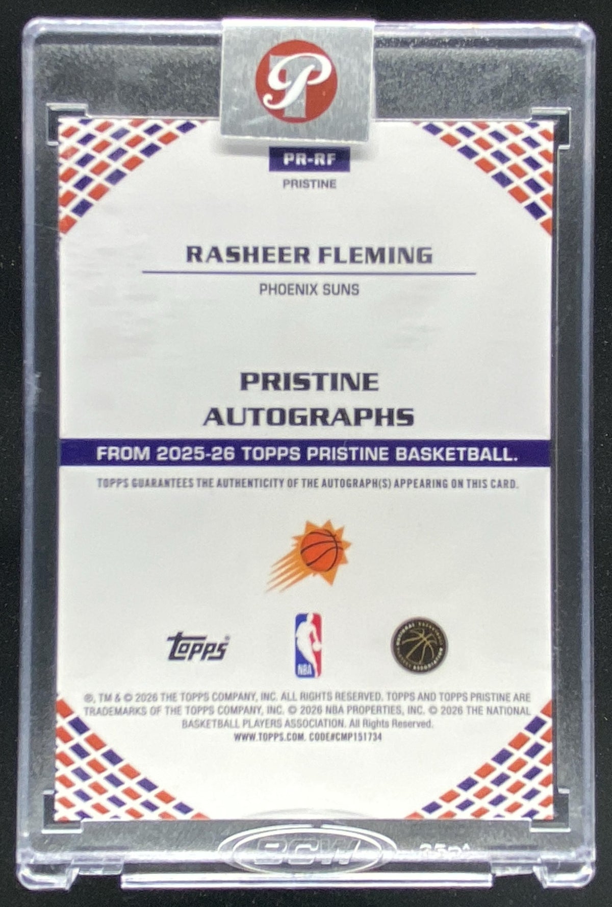 2025 Topps Pristine Rasheer Fleming #PR-RF trading card