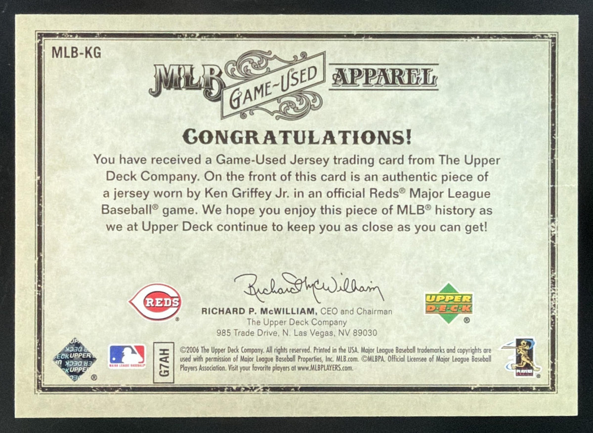 2006 Upper Deck Artifacts MLB Apparel Gold Ken Griffey Jr. Jersey /150