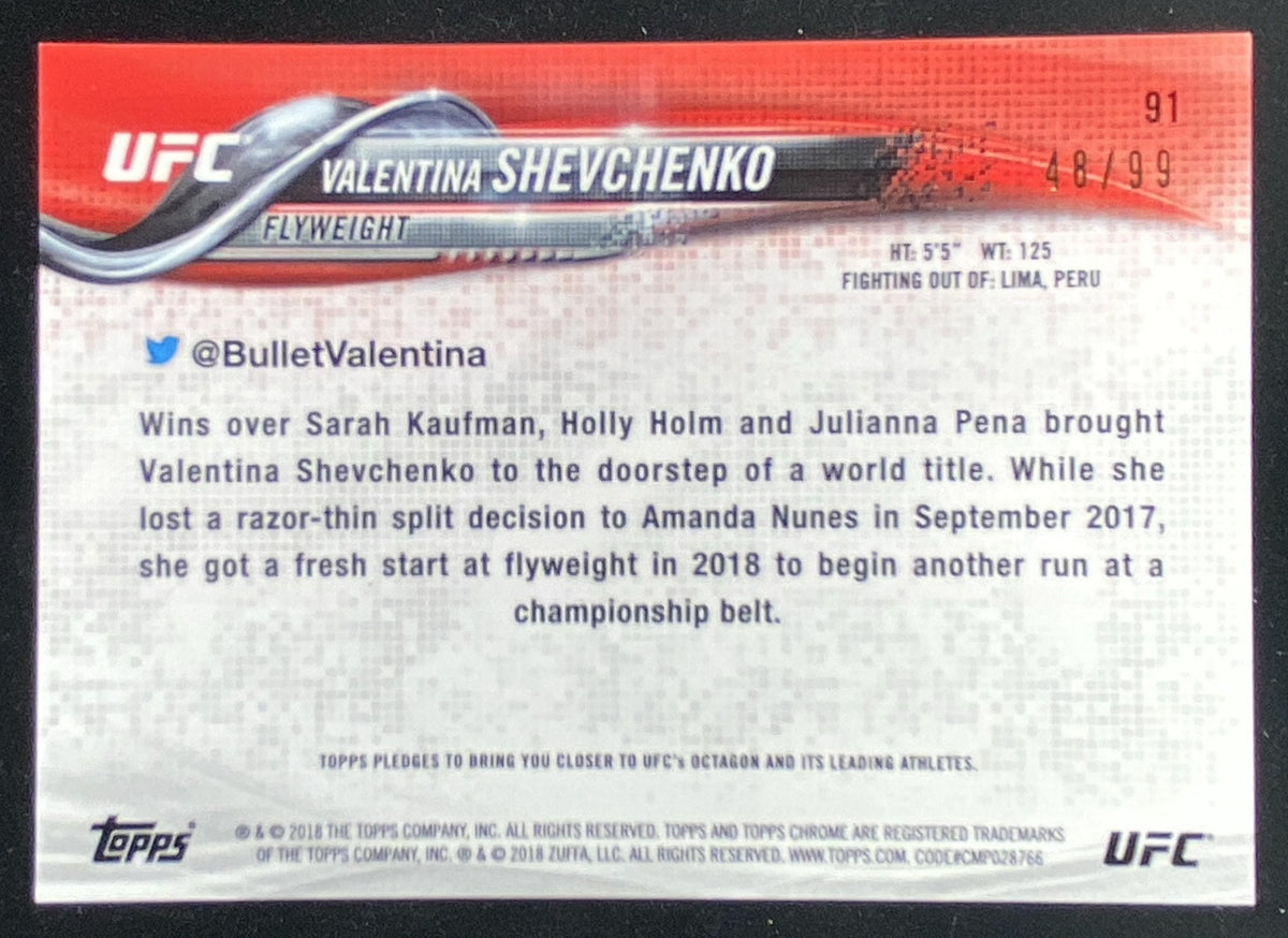 2018 Topps Chrome UFC Valentina Shevchenko trading card