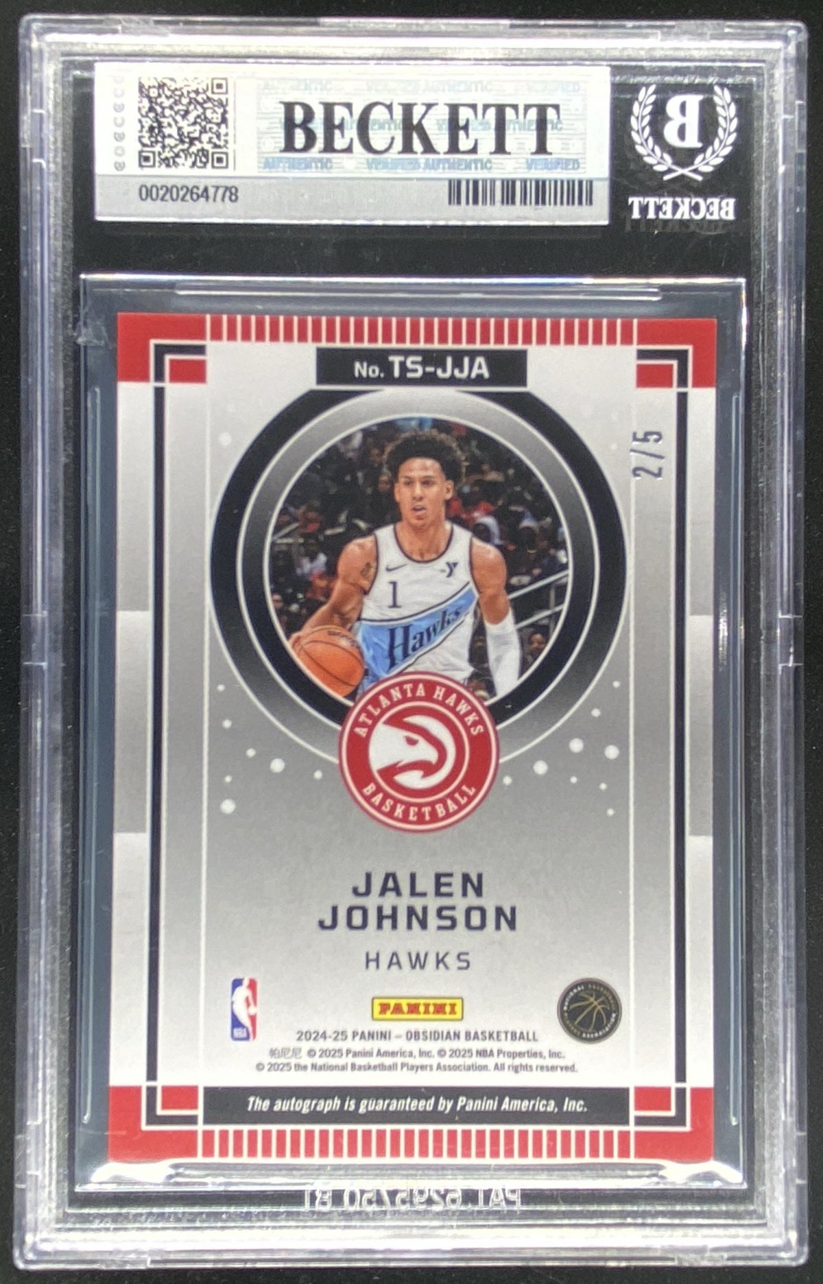 2024 Panini Obsidian Jalen Johnson graded BGS 8.5 trading card