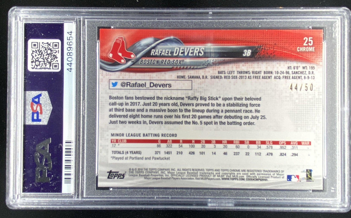 2018 Topps Chrome Rafael Devers #25 graded PSA 10 trading card