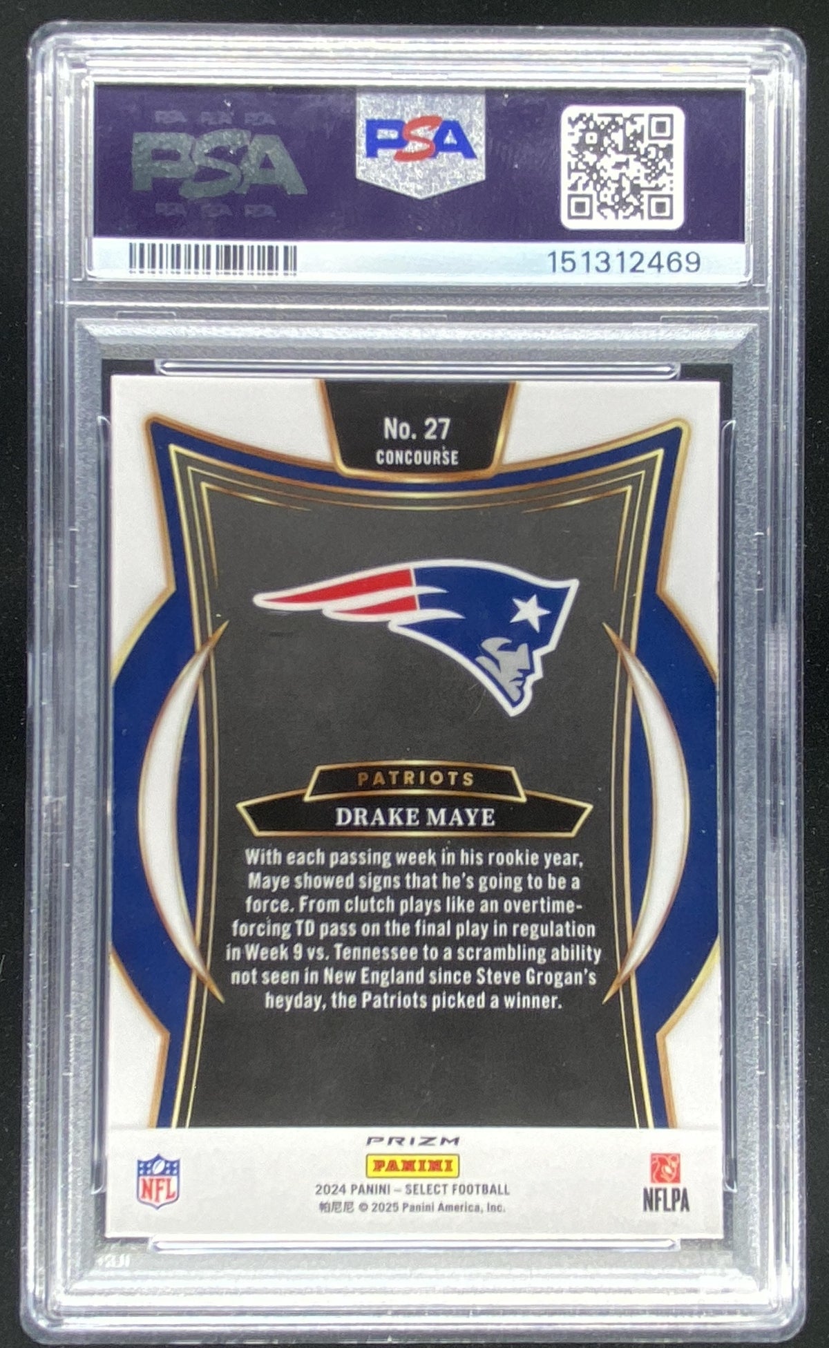2024 Panini Select Drake Maye #27 graded PSA 10 trading card