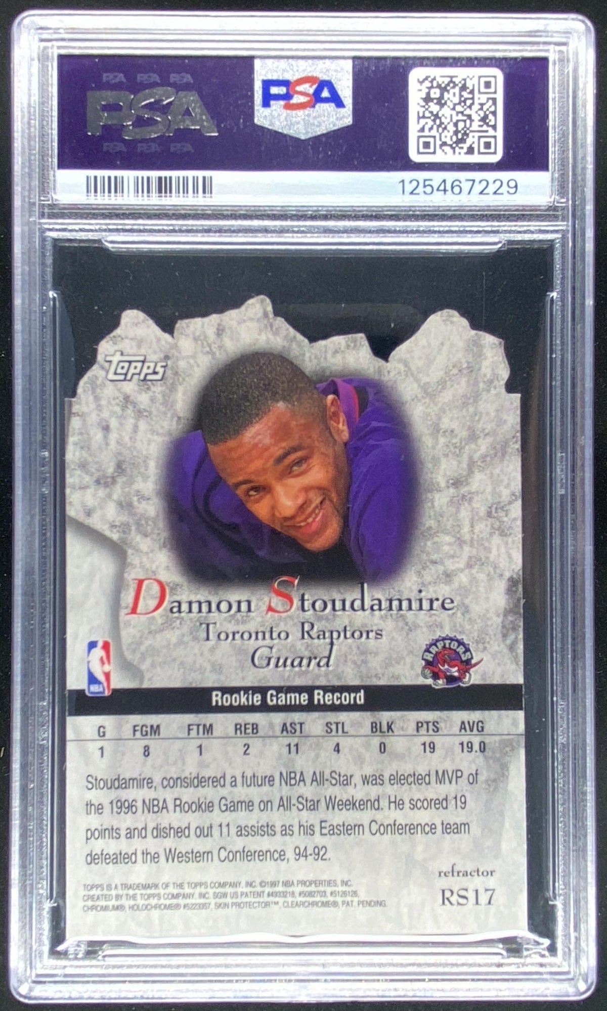 1997 Topps Damon Stoudamire #RS17 graded PSA 9 trading card