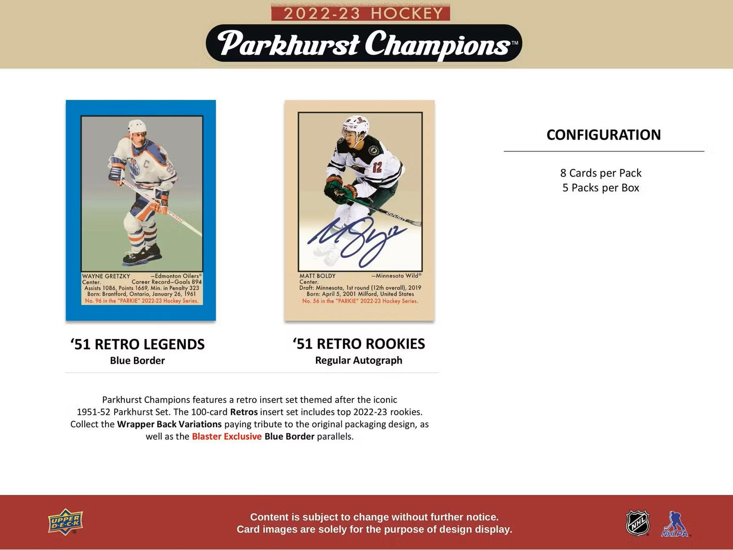 2022/23 Upper Deck Parkhurst Champions Hockey 5-Pack Blaster Box