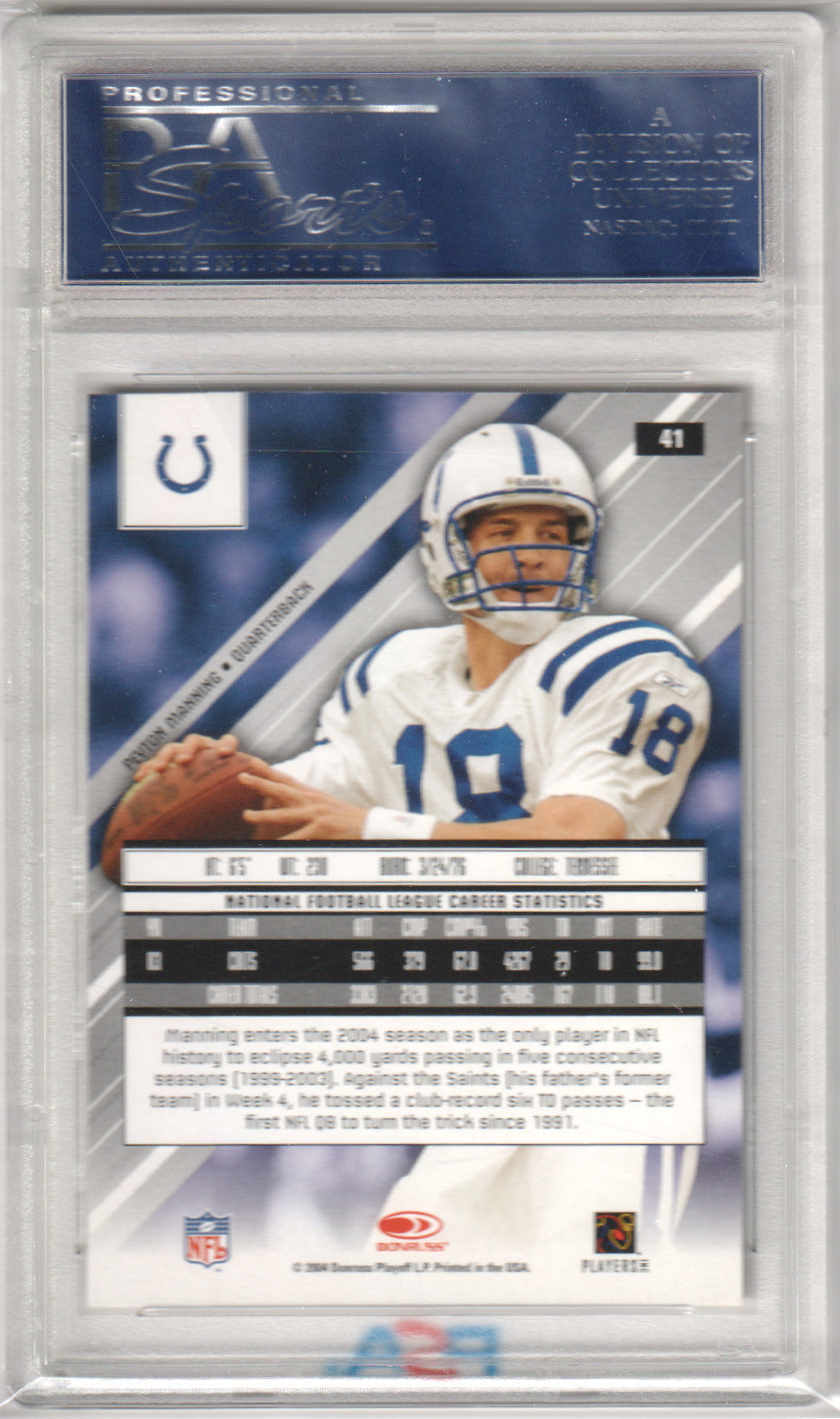 PEYTON MANNING 2004 Leaf Rookies & Stars #41 PSA 10 GEM MINT - COLTS