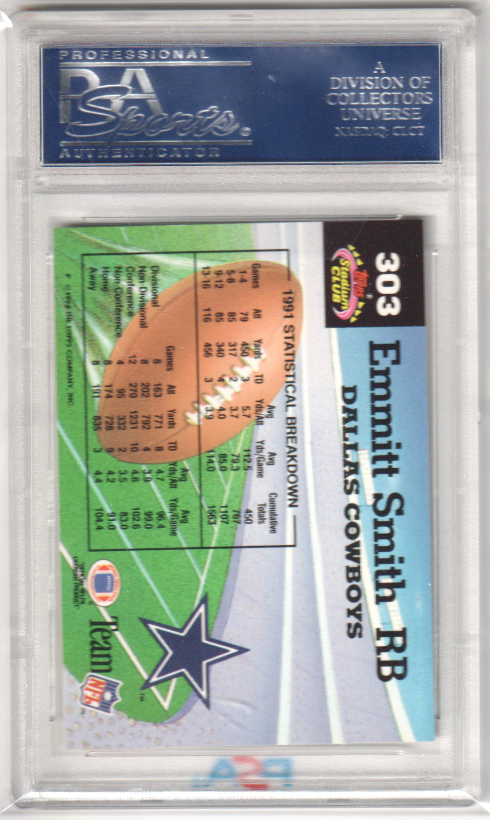 EMMITT SMITH 1992 Topps Stadium Club #303 PSA 10 GEM MINT - COWBOYS