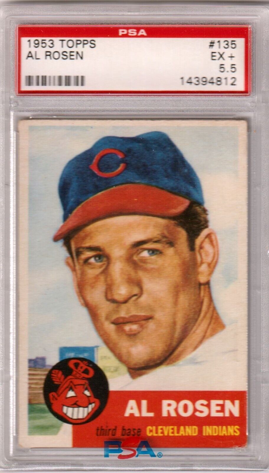 AL ROSEN 1953 Topps #135 PSA 5.5 EX+ - INDIANS - Columbia Hobby - Sports Card Boxes - Toploaders - Card Savers